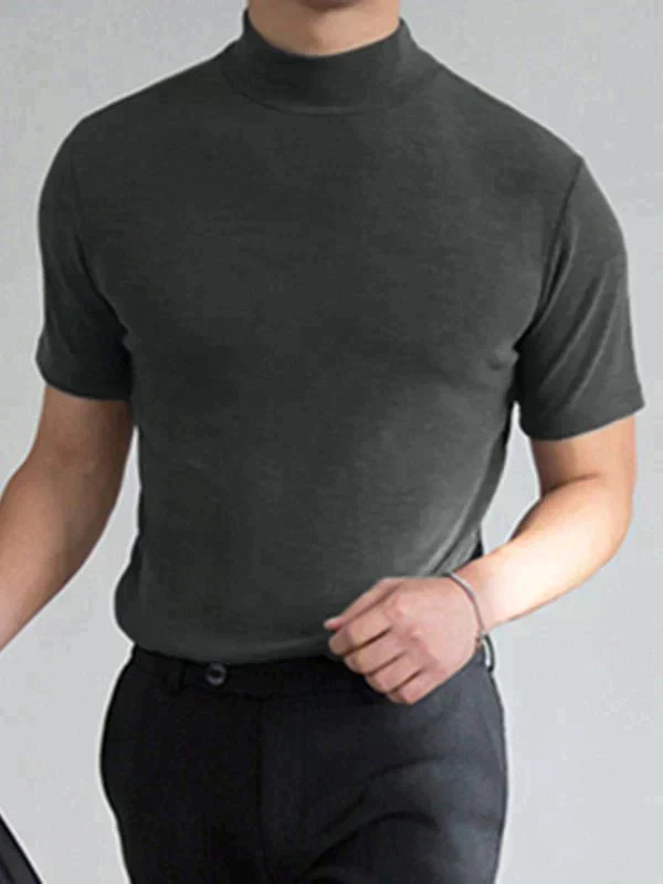 👕 🔝 Tricou slim cu guler ridicat pentru bărbați – Stil mulat, confortabil și modern 🎁-2