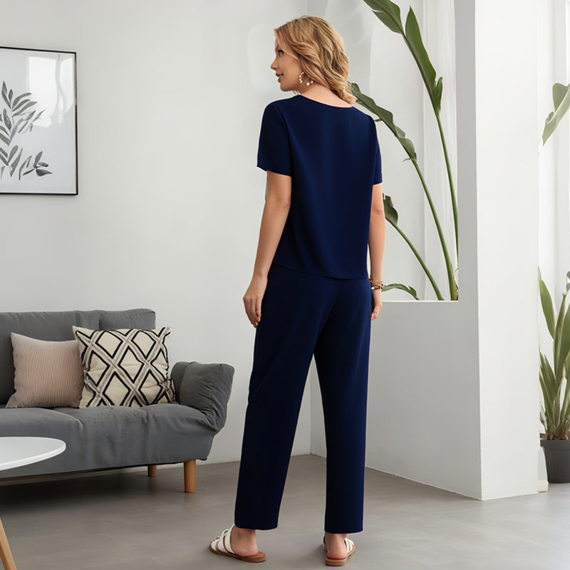 🌸Nou sosit 50% reducere💖 Set de bluză și pantaloni casual pentru femei-5