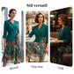 Rochie elegantă din material sintetic, în două piese, cu imprimeu de frunze✨ Eleganță naturală, oricând, oriunde ✨-7