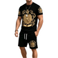 Set tricou și pantaloni scurți pentru bărbați, cu imprimeu Gold Crest