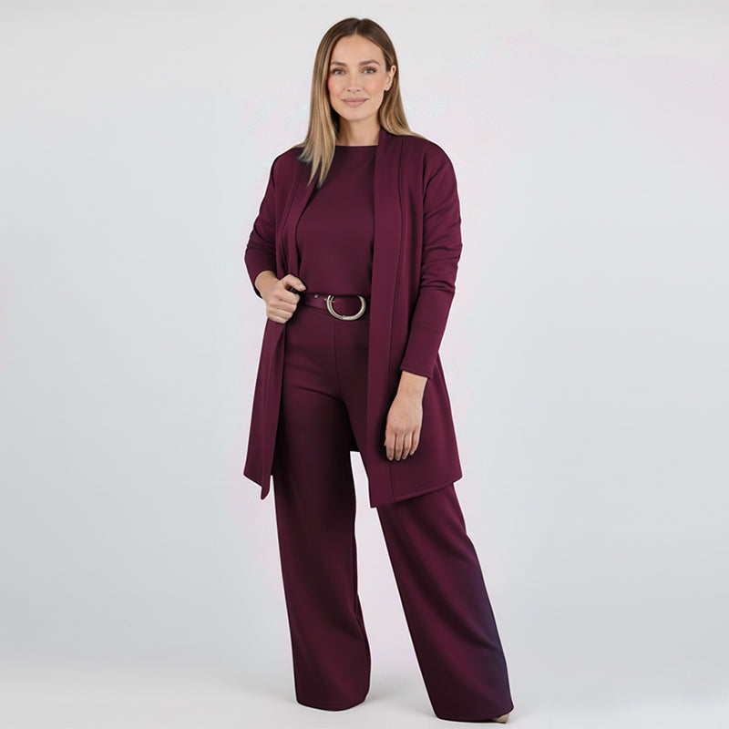⏳Ofertă specială limitată⏰Set elegant din 3 piese, incluzând cardigan lung, top și pantaloni💞-4