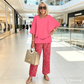 👚 Set Casual Femei: Top cu Gât Rotund & Pantaloni 🌿