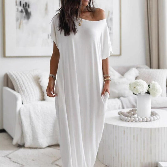 O rochie maxi ușoară, cu mâneci lungi și buzunare – perfectă pentru vară și călătorii 🌿