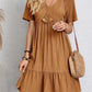 😍【S-3XL】👗Rochie lungă casual cu mânecă scurtă-11