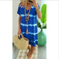 Rochie tip tricou, largă, cu mâneci scurte și dungi în stil tie-dye