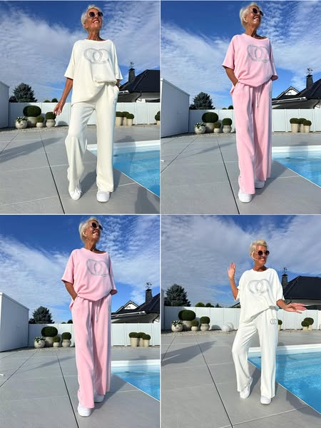 ⏳Ofertă limitată! ⏰Set casual din două piese pentru femei, cu un top simplu și pantaloni largi-4