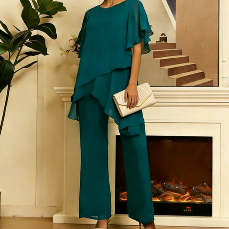 💝Moda de vara Chiffon doamnelor Plus Dimensiune două piese Set-20