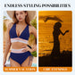 Bikini bikinis cu talie înaltă, bretele reglabile și blocuri de culori-4