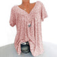 👕 50% REDUCERE ACUM! 🌸 Bluză cu mâneci scurte și imprimeu de primăvară – țesătură ușoară, imprimeuri vibrante și croială casual 👚-4