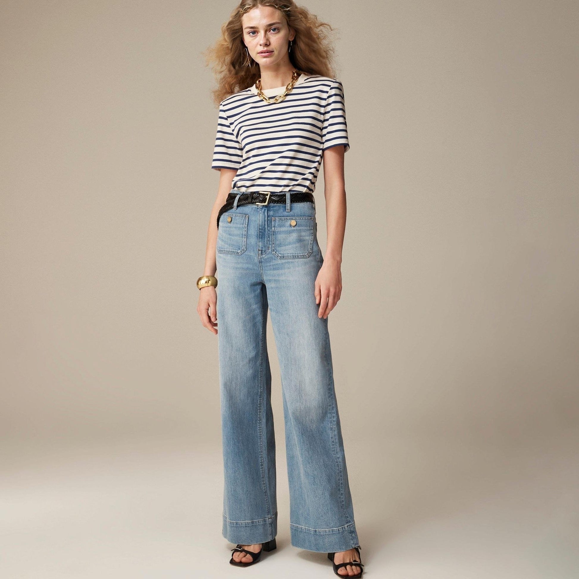 🔥50% REDUCERE⏰👖Pantaloni largi în stil marinar, cu efect de modelare a taliei-12