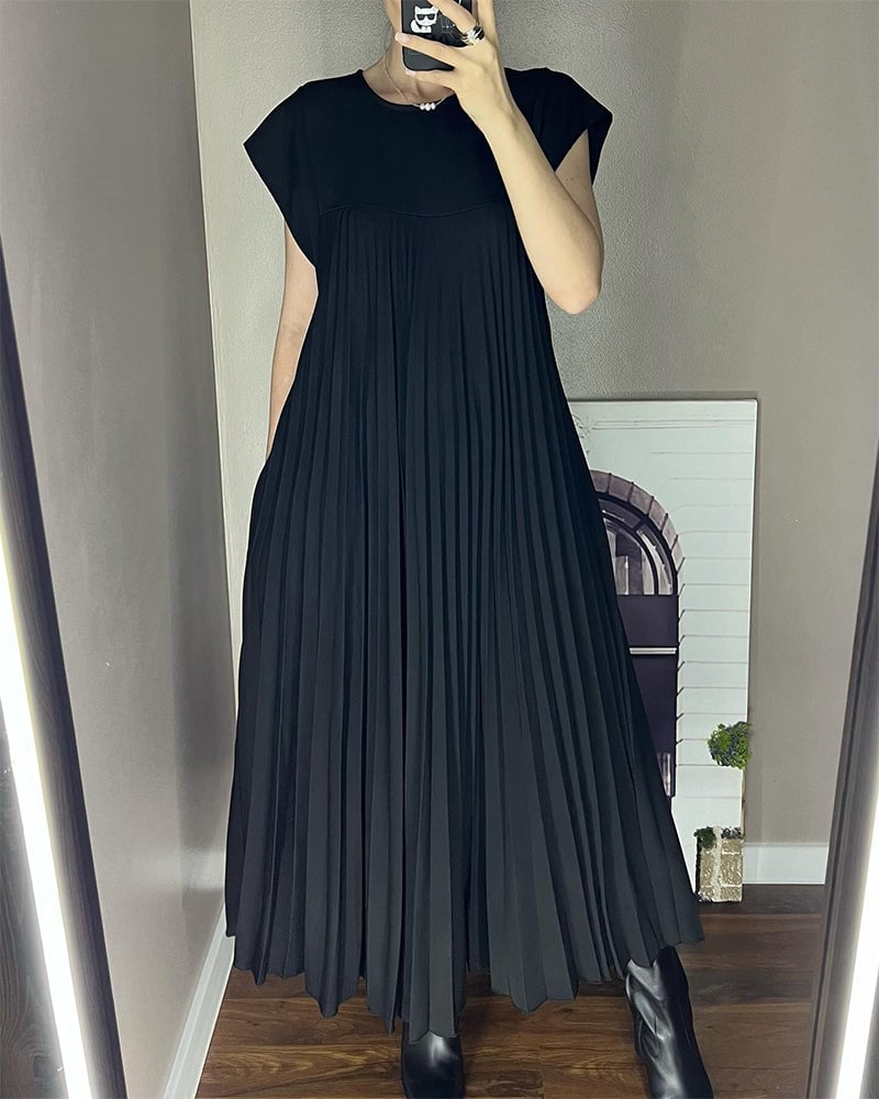 ✨💕【M-3XL】Rochie plisată pentru femei în culoare solidă👗-3