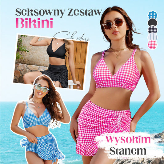 👙Set de bikini pentru femei, cu talie înaltă și decolteu în V