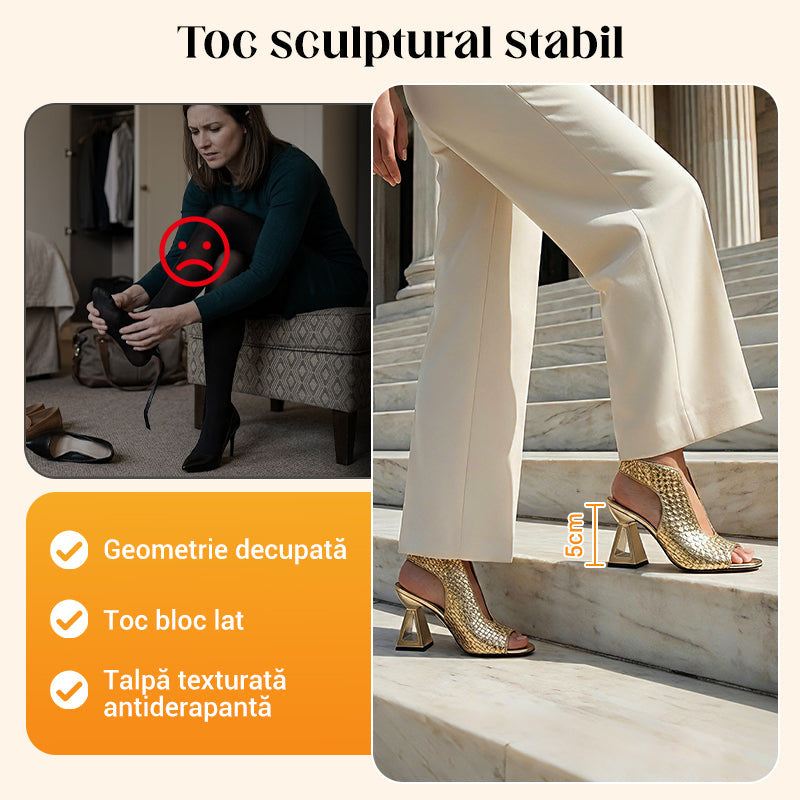 🏖️👠Sandale elegante cu toc pentru femei, cu vârful deschis – Picioare zvelte, mers confortabil 👡-9