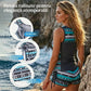 Costum de baie din două piese, tip tankini, pentru femei, cu imprimeu