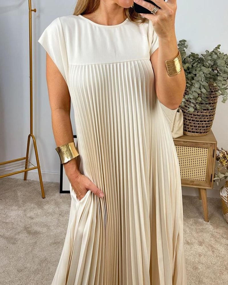 ✨💕【M-3XL】Rochie plisată pentru femei în culoare solidă👗-9