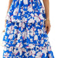 💃Rochie pentru femei cu imprimeu floral, gât pătrat, mâneci scurte, cu volane și smocuri