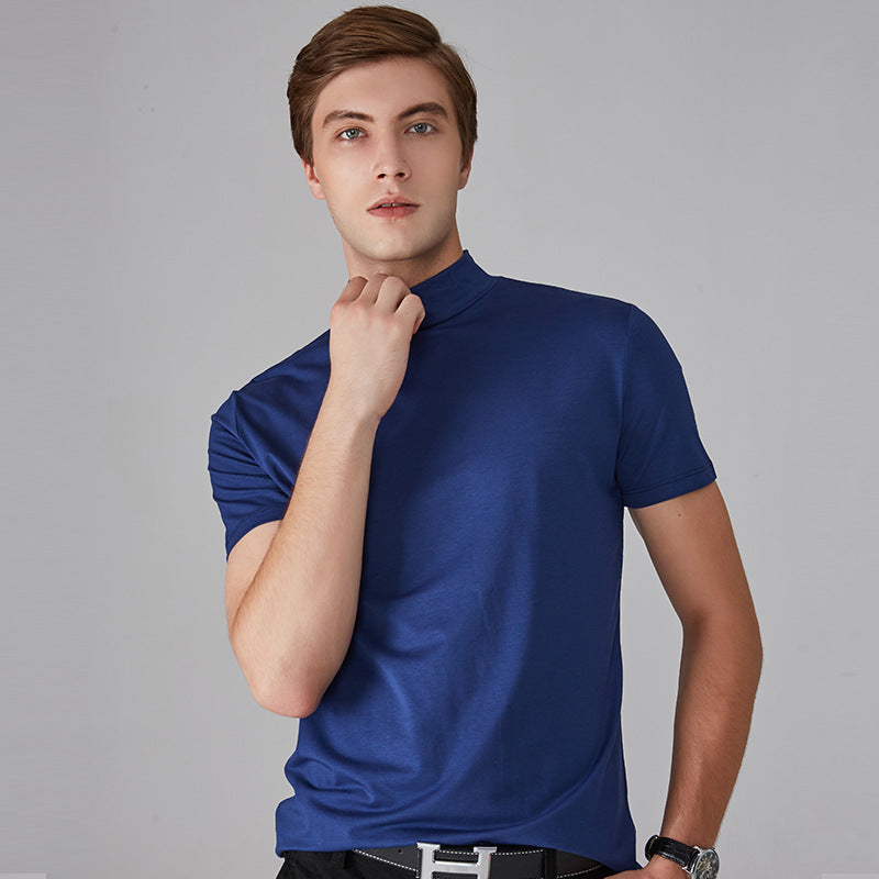 👕 🔝 Tricou slim cu guler ridicat pentru bărbați – Stil mulat, confortabil și modern 🎁-11