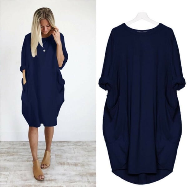 Vânzare fierbinte💝 Rochie casual cu mâneci lungi și buzunare largi pentru femei-6