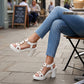 👡 Sandale cu toc gros pentru femei, cu curea în formă de T – spate elastic, platformă căptușită și curea metalică în formă de T – confort de la zi la noapte 💃