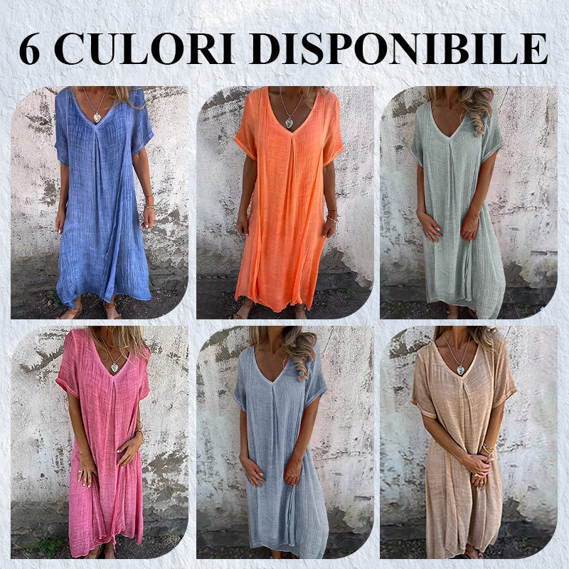 Rochie Maxi Lejeră cu Decupaj în V pentru Femei-6