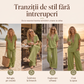 Set compus din un top cu decolteu în V și pantaloni cu croi larg pentru femei