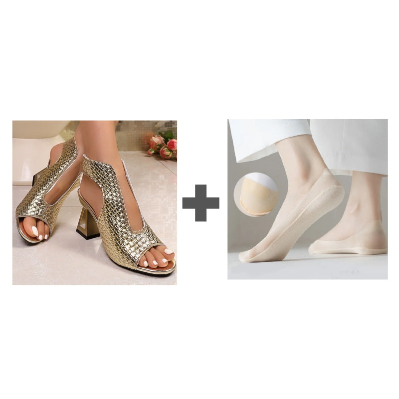 🏖️👠Sandale elegante cu toc pentru femei, cu vârful deschis – Picioare zvelte, mers confortabil 👡-21