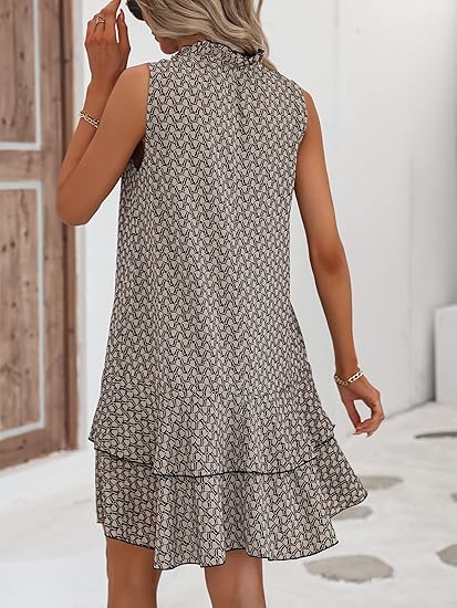 🌟Ofertă specială – 50% reducere!! 👗💕Rochie pentru femei cu fundă și model geometric-11