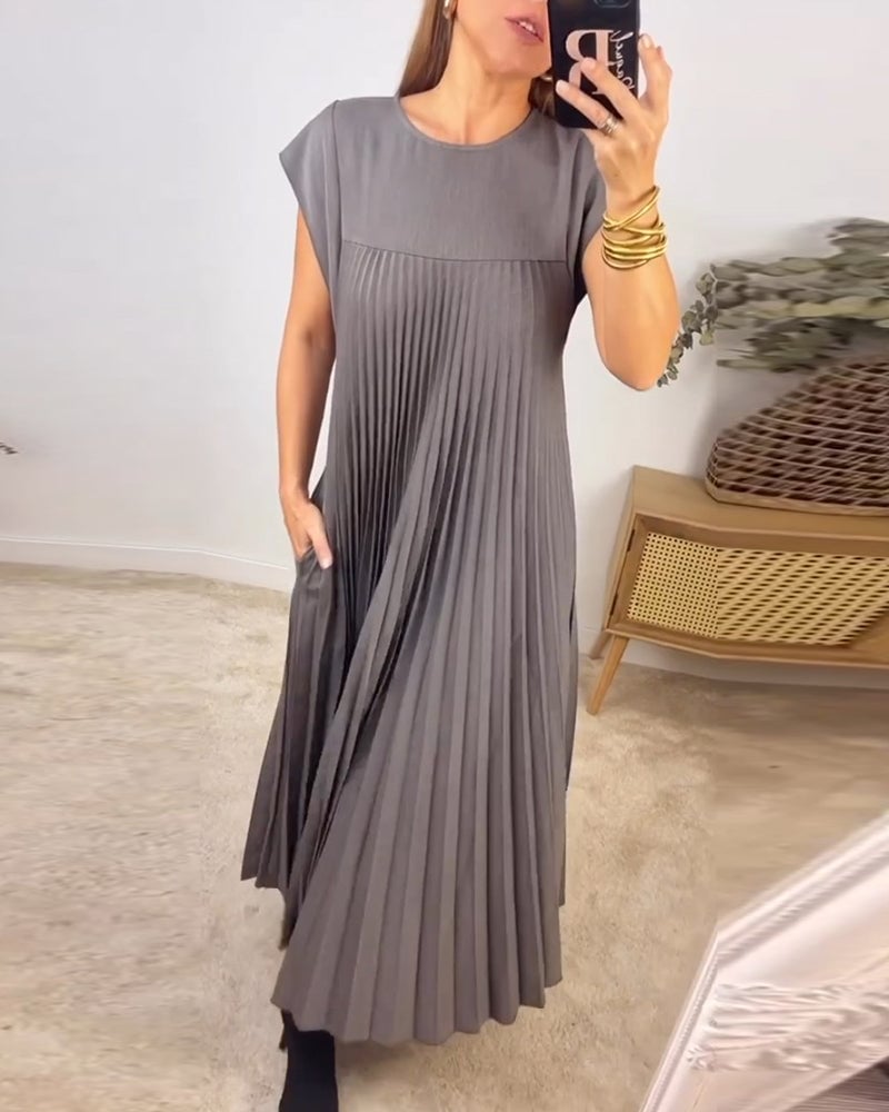 ✨💕【M-3XL】Rochie plisată pentru femei în culoare solidă👗-14