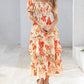 💃Rochie pentru femei cu imprimeu floral, gât pătrat, mâneci scurte, cu volane și smocuri