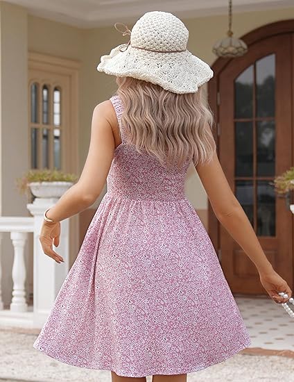 ⏰Ofertă specială: 50% reducere💃Rochii de vară pentru femei: rochie casual cu guler pătrat, imprimeu floral și buzunare-11