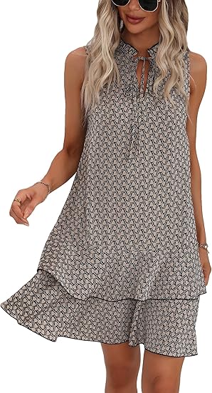 🌟Ofertă specială – 50% reducere!! 👗💕Rochie pentru femei cu fundă și model geometric-14