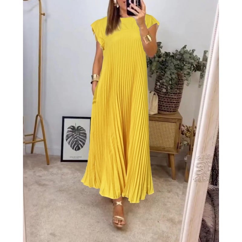 ✨💕【M-3XL】Rochie plisată pentru femei în culoare solidă👗-16