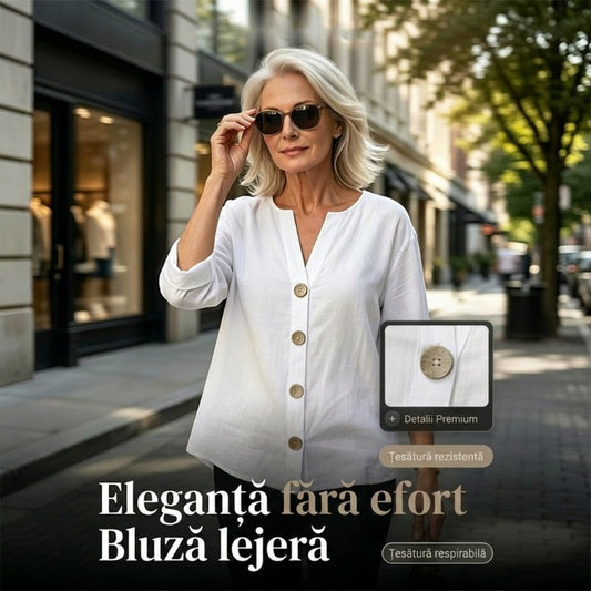 Cămașă largă pentru femei, cu nasturi, la modă