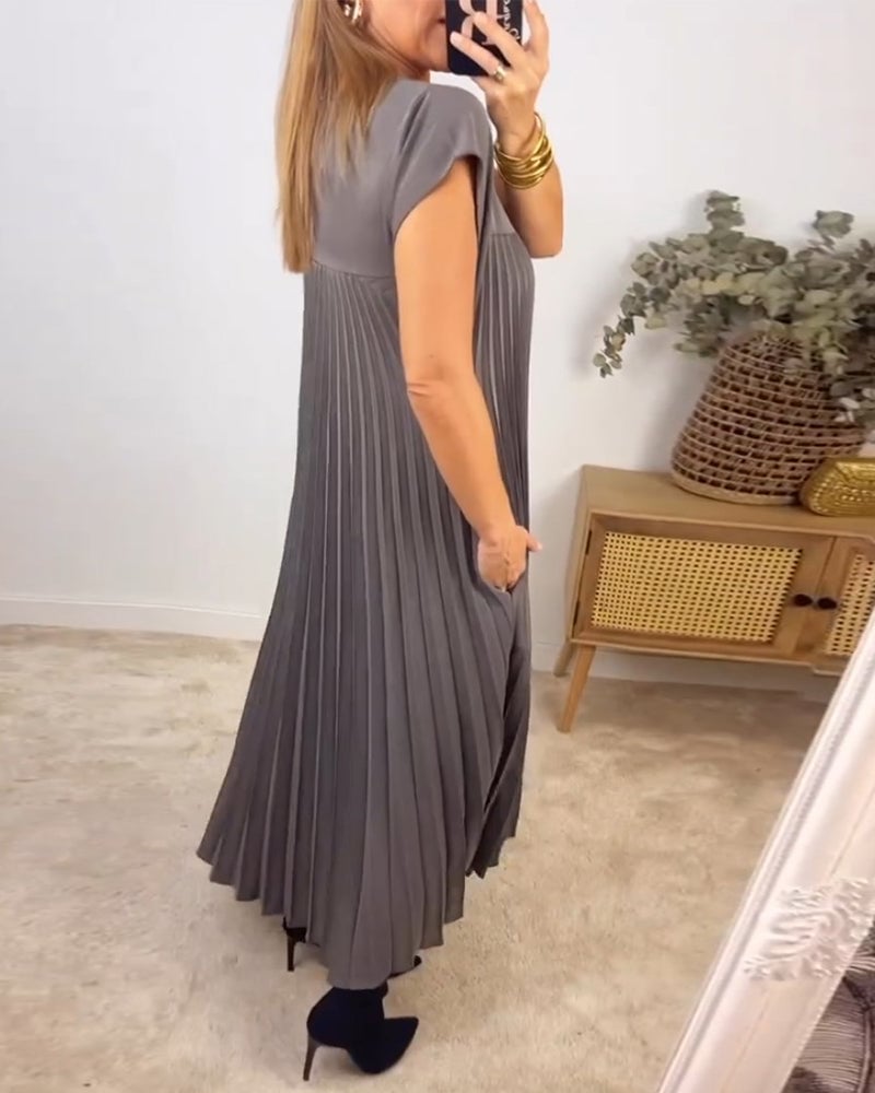 ✨💕【M-3XL】Rochie plisată pentru femei în culoare solidă👗-15