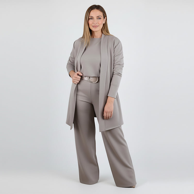 ⏳Ofertă specială limitată⏰Set elegant din 3 piese, incluzând cardigan lung, top și pantaloni💞-1