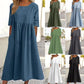 【S-5XL】👗Rochie din bumbac cu decolteu rotund și buzunare-1