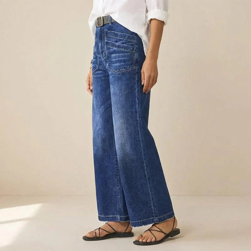 📢📢59% REDUCERE!!⏰Blugi casual pentru femei, cu talie înaltă și picior larg-10