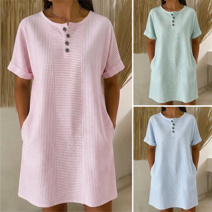 Tricou casual pentru femei, cu dungi și mâneci scurte