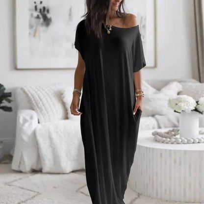 O rochie maxi ușoară, cu mâneci lungi și buzunare – perfectă pentru vară și călătorii 🌿