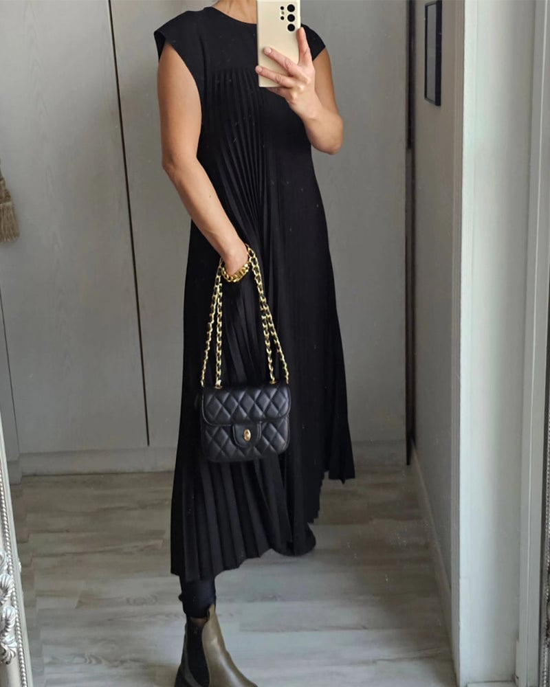✨💕【M-3XL】Rochie plisată pentru femei în culoare solidă👗-12