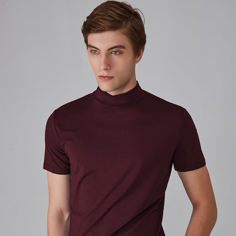 👕 🔝 Tricou slim cu guler ridicat pentru bărbați – Stil mulat, confortabil și modern 🎁-8
