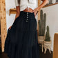 👗 Fustă lungă din denim – talie înaltă, în straturi, croială în A, cu nasturi în față ✨