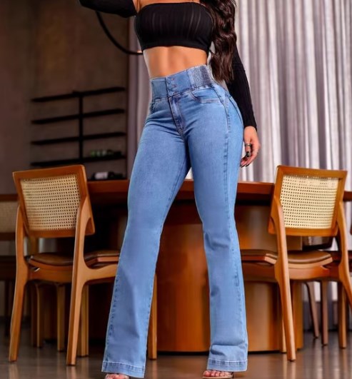 🎁Noutăți 2026 50% REDUCERE👖Blugi evazați elastici cu talie înaltă-3