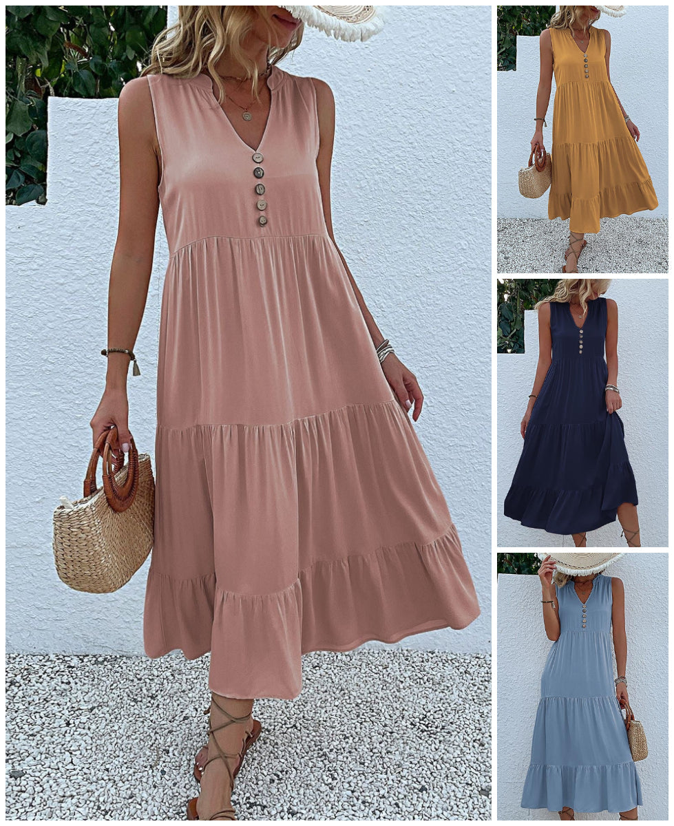 😍Rochie modernă cu nasturi în față❣️-1