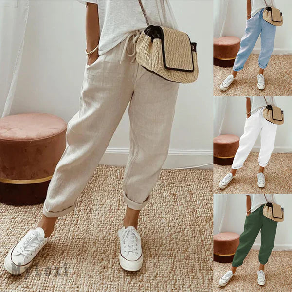 💓Pantaloni casual din bumbac și in pentru femei👖-6