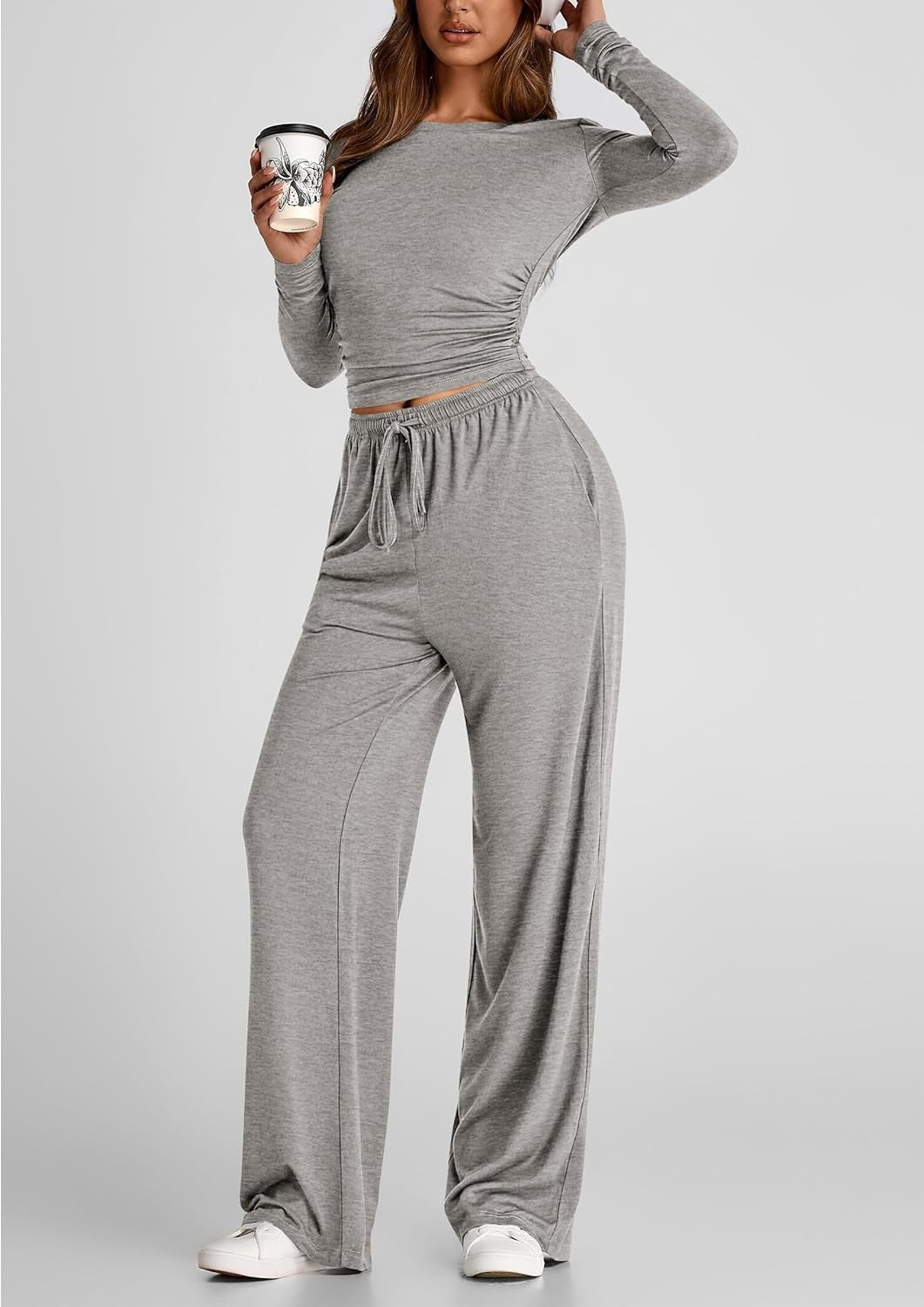 🔥ULTIMA ZI 50% REDUCERE👚2026 Set pantaloni largi cu mâneci lungi pentru femei, pentru ținute casual 💕-7
