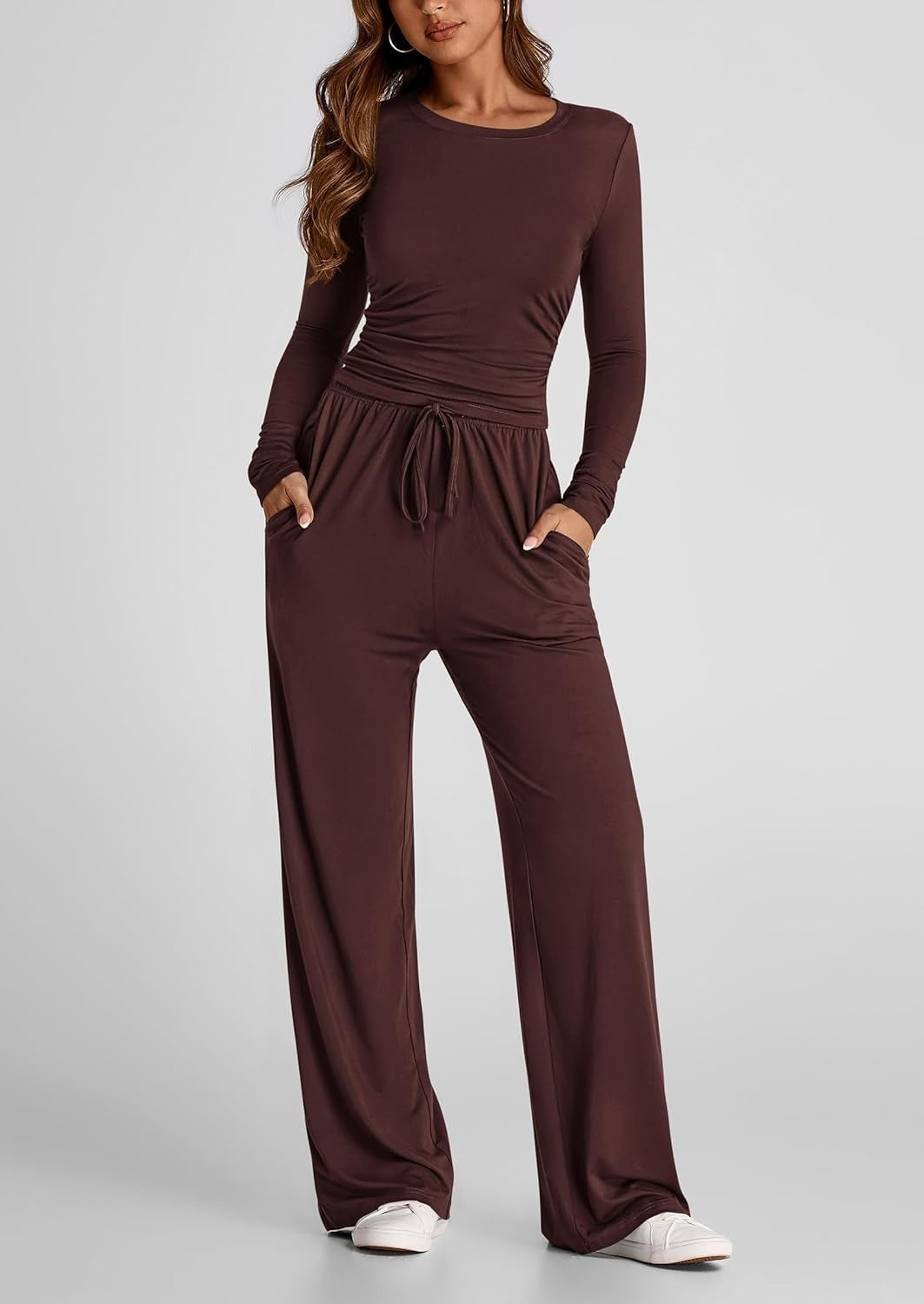 🔥ULTIMA ZI 50% REDUCERE👚2026 Set pantaloni largi cu mâneci lungi pentru femei, pentru ținute casual 💕-2