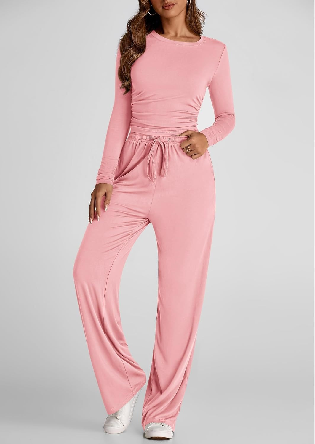 🔥ULTIMA ZI 50% REDUCERE👚2026 Set pantaloni largi cu mâneci lungi pentru femei, pentru ținute casual 💕-9