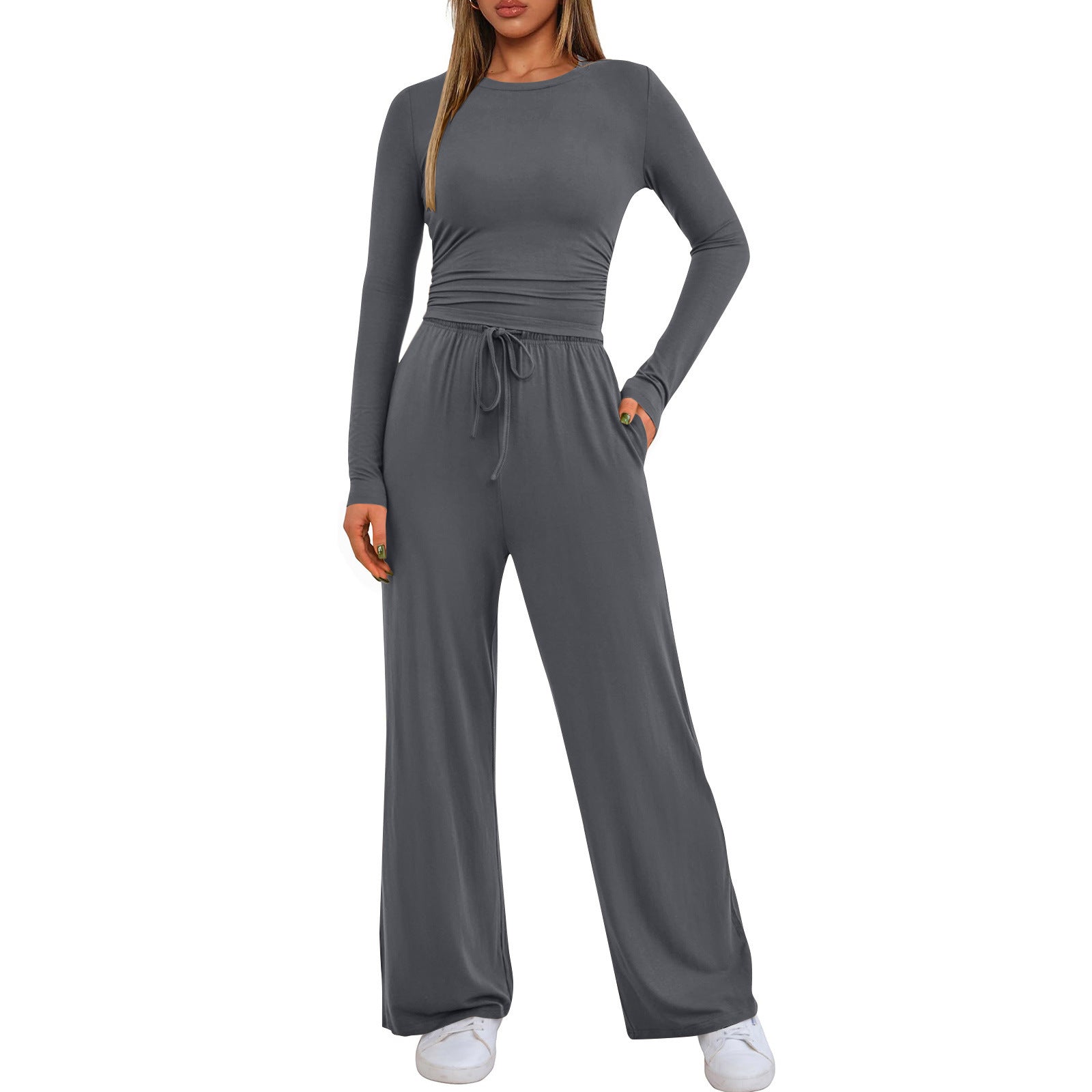 🔥ULTIMA ZI 50% REDUCERE👚2026 Set pantaloni largi cu mâneci lungi pentru femei, pentru ținute casual 💕-8
