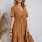 😍【S-3XL】👗Rochie lungă casual cu mânecă scurtă-3